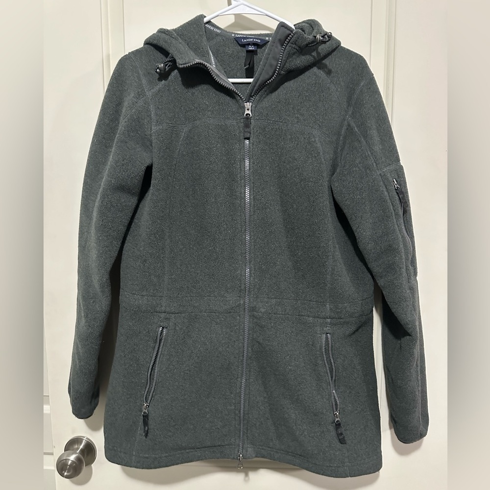 Lands’ End Polartec Aircore 200 Dark Grey Fleece Coat; Size M
